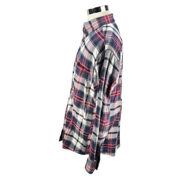 Orvis Flannel Work Shirt Men’s Large Heavy Thick Button Down Red Blue Plaid - Picture 4 of 9
